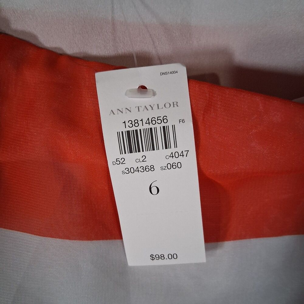 Ann Taylor Skirt Sz 6 Red White Blue Striped High Low Hem Midi Lined NWT Chiffon - Picture 5 of 8